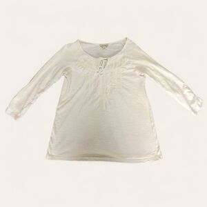 Lucky Brand ivory peasant blouse‎ boho crochet lace 3/4 sleeve Small